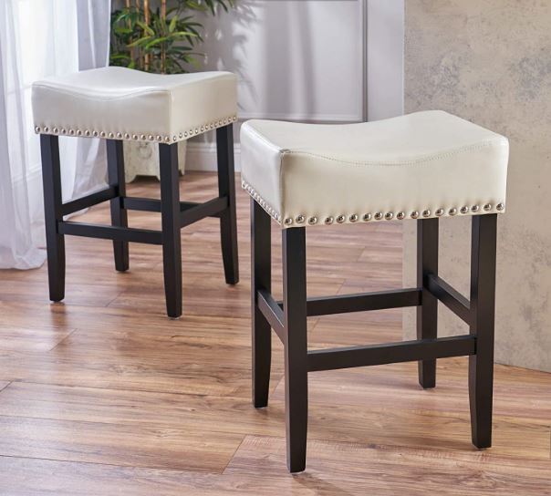 Christopher Knight's backless ivory bonded leather counter height stools